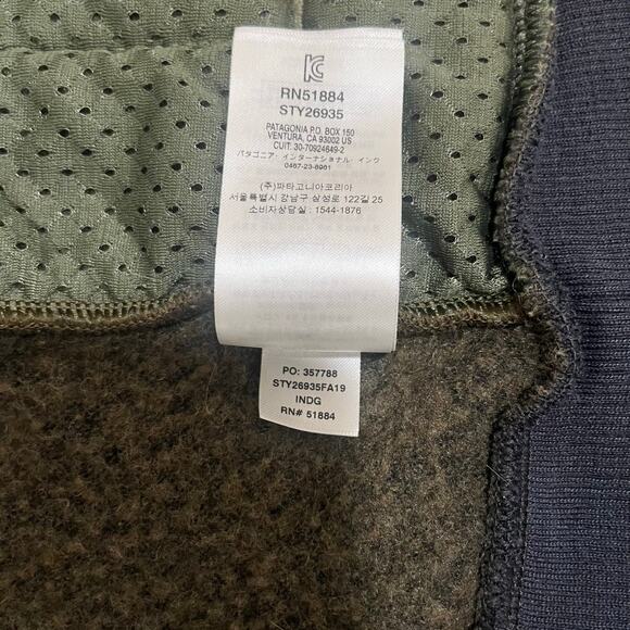 Patagonia Men’s Woolyester Full-Zip Fleece Jacket Green XL - Picture 6 of 8